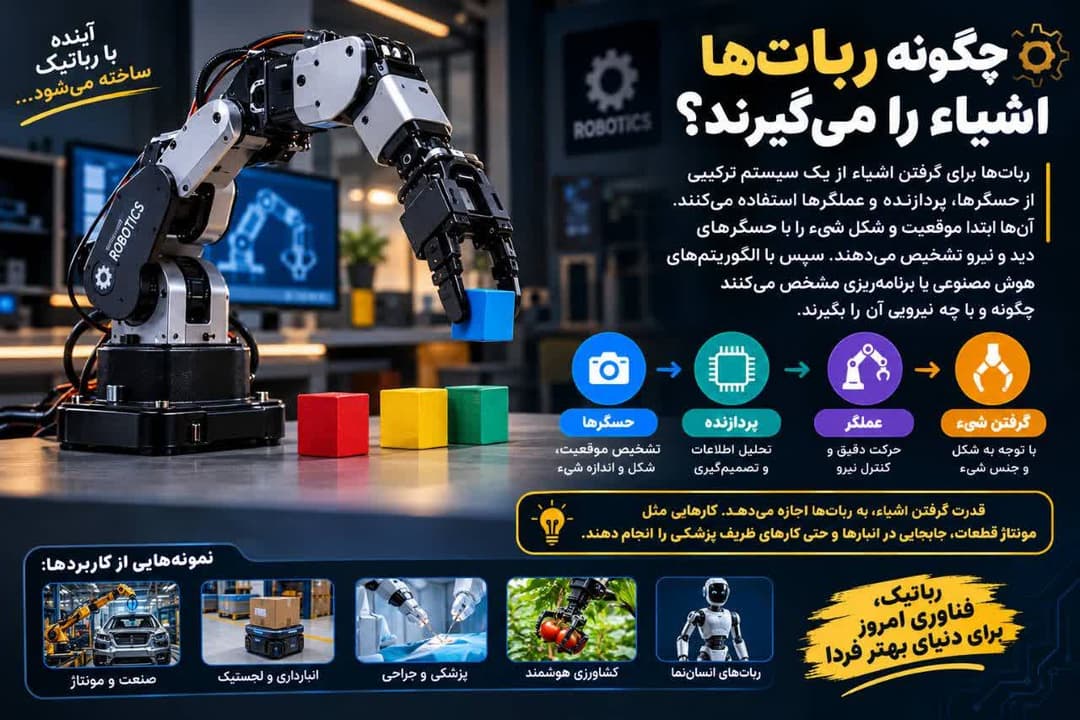 🤖 ربات‌ها چطور اشیاء را می‌گیرند؟